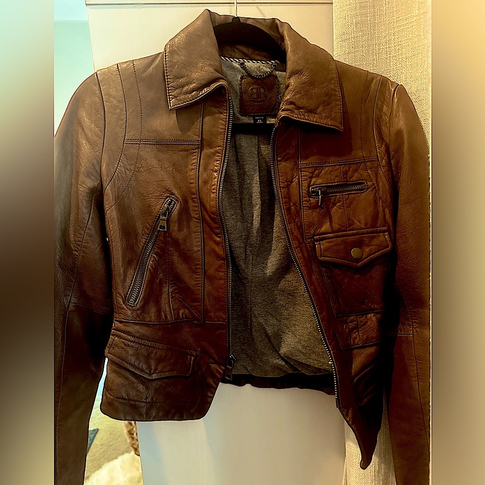 Banana Republic chocolate brown leather jacket